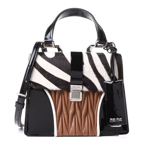 MIU MIU Cavallino Patch Pony Hair Shoulder Bag Bianco 